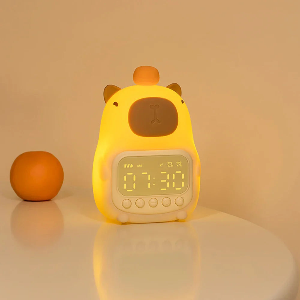 Orange Capybara LED Alarm Clock Night Light