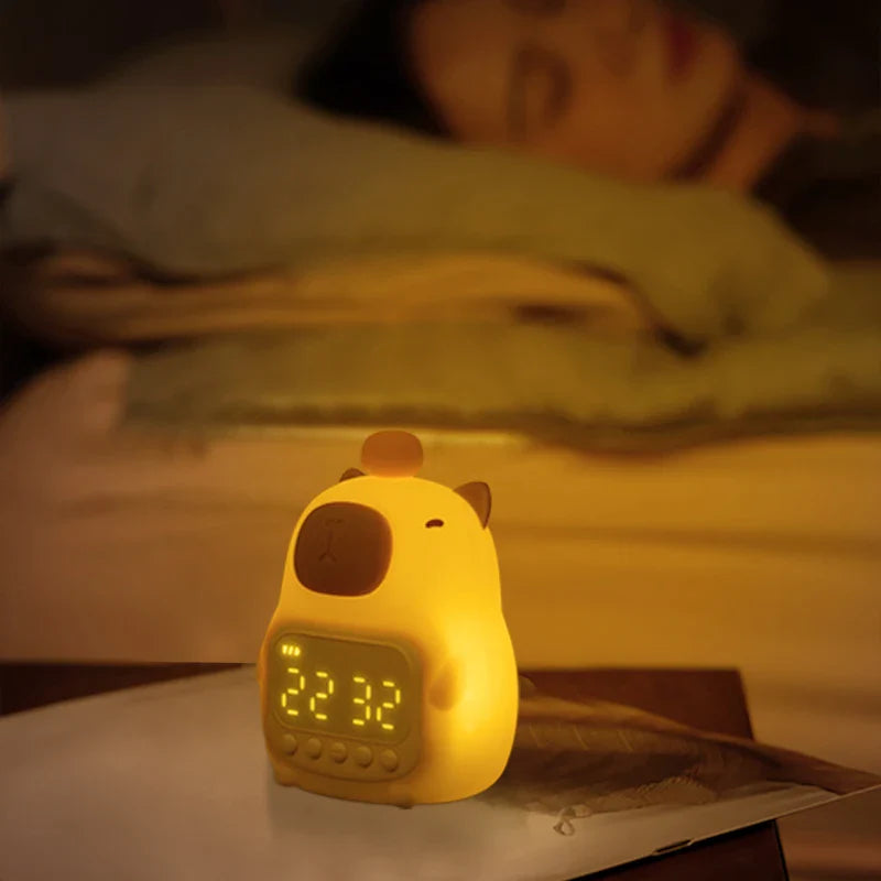 Orange Capybara LED Alarm Clock Night Light