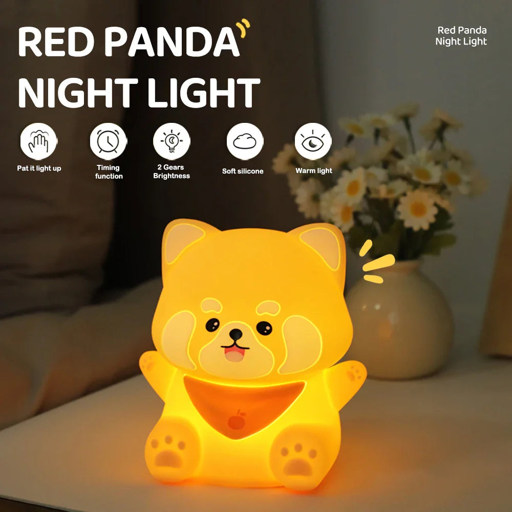 Schönes rotes Panda-LED-Nachtlicht 