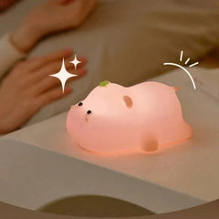 Baby Pink Kawaii Hippo LED Night Light