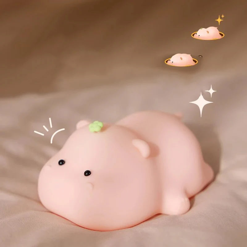 Baby Pink Kawaii Hippo LED Night Light