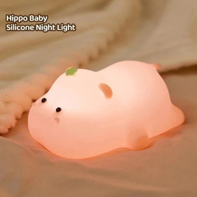 Baby Pink Kawaii Hippo LED Night Light