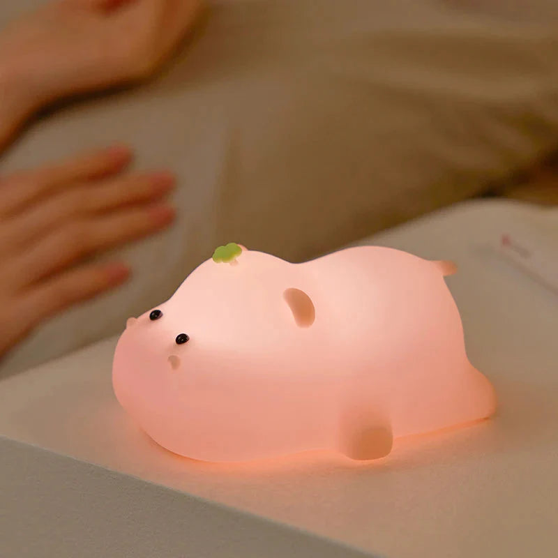 Baby Pink Kawaii Hippo LED Night Light