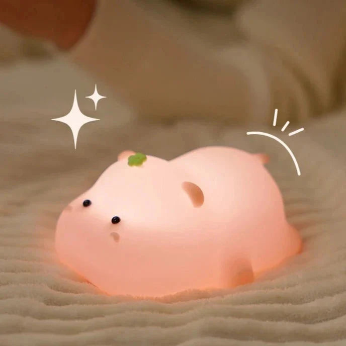 Baby Pink Kawaii Hippo LED Night Light