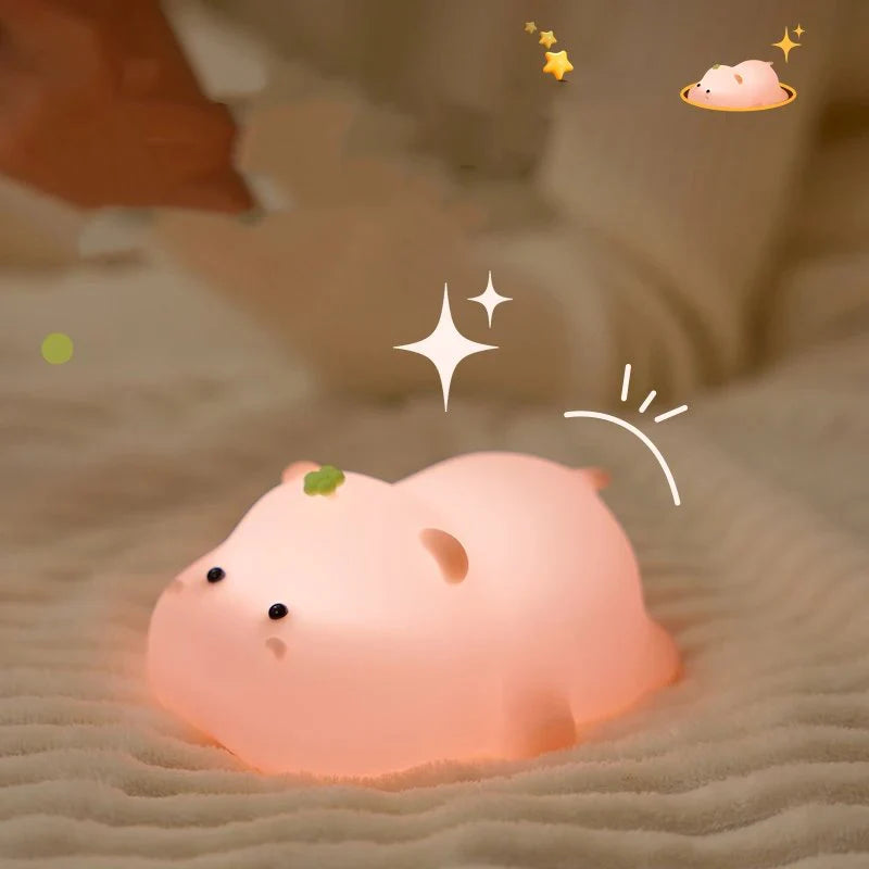 Baby Pink Kawaii Hippo LED Night Light