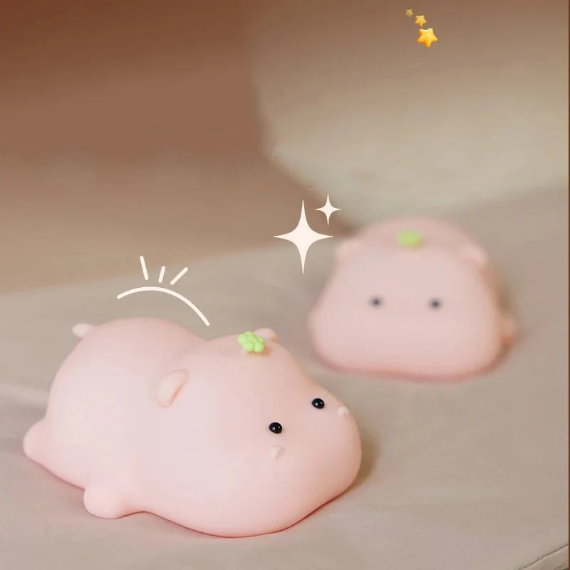 Baby Pink Kawaii Hippo LED Night Light