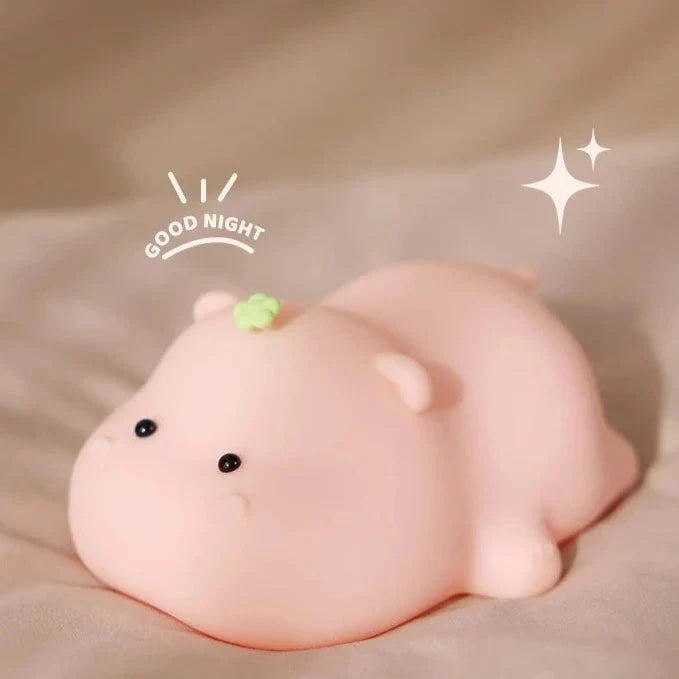 Baby Pink Kawaii Hippo LED Night Light