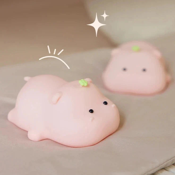 Baby Pink Kawaii Hippo LED Night Light