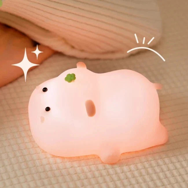 Baby Pink Kawaii Hippo LED Night Light