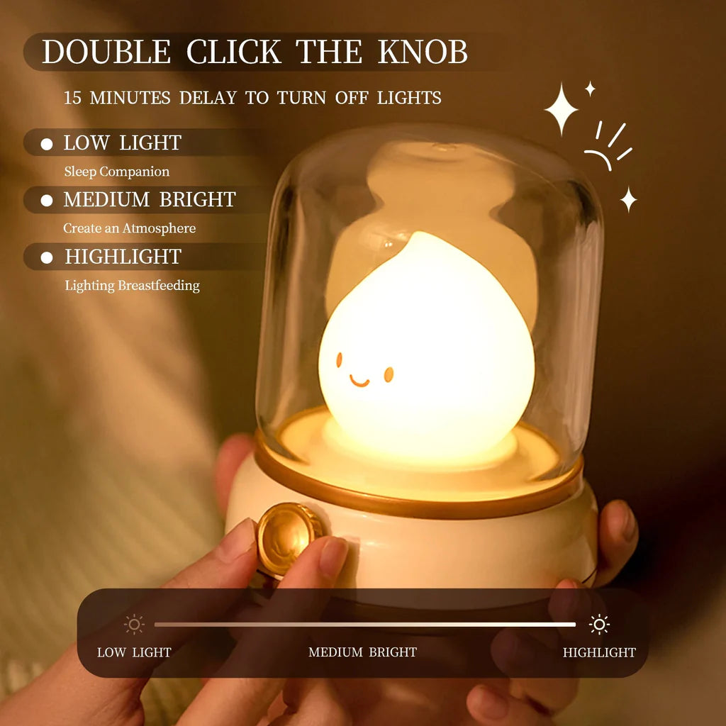 Happy Glowing Candle Flame LED Night Light