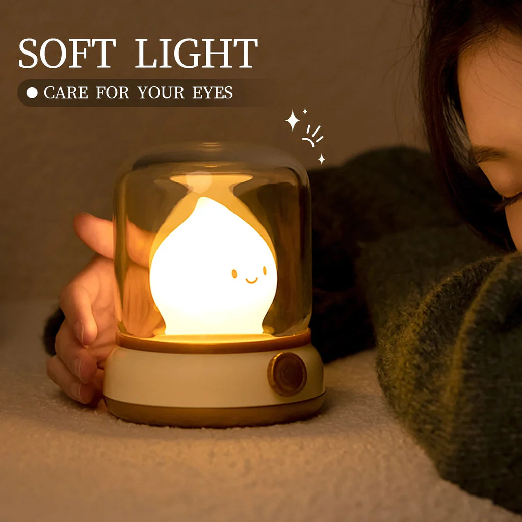 Happy Glowing Candle Flame LED Night Light