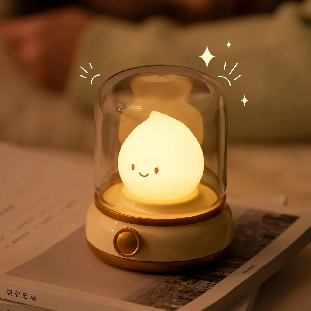 Happy Glowing Candle Flame LED Night Light