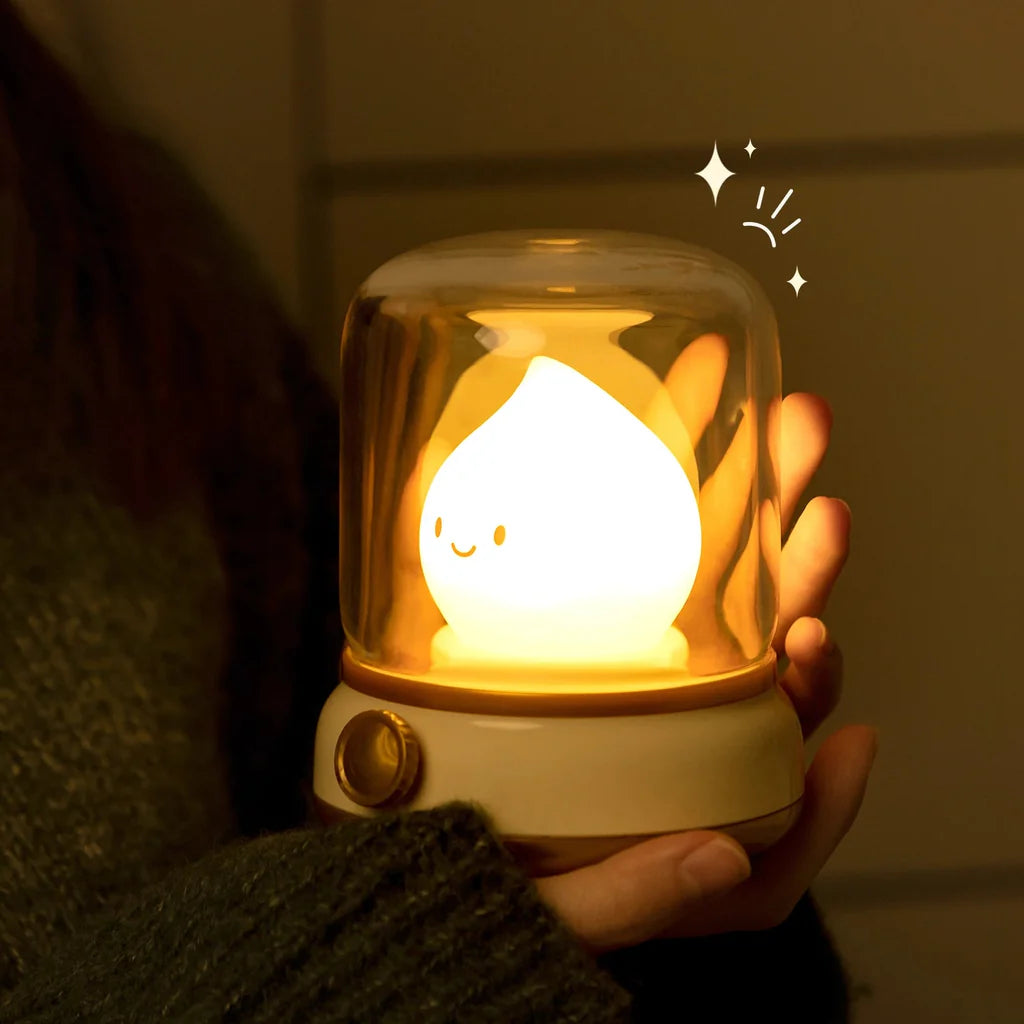 Happy Glowing Candle Flame LED Night Light