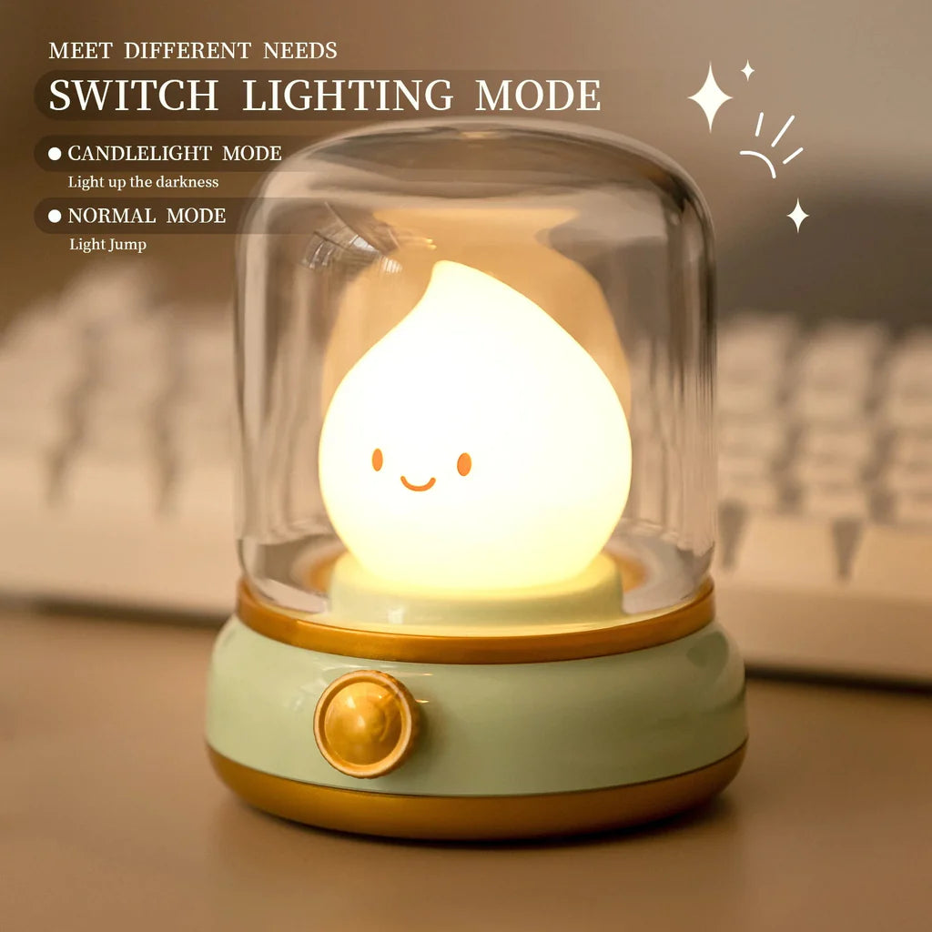 Happy Glowing Candle Flame LED Night Light