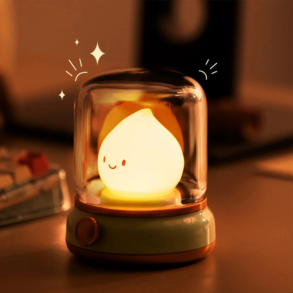 Happy Glowing Candle Flame LED Night Light